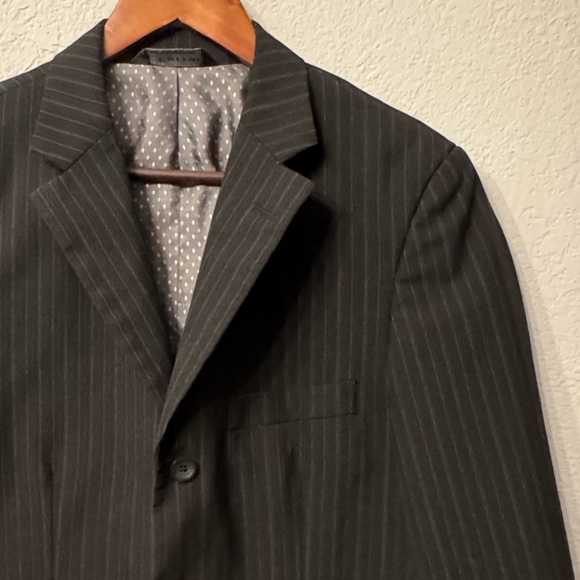 Men's J. Ferrar Black Pinstripe Blazer Suit Jacket - Picture 5 of 14
